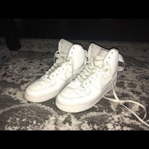 Leather Air Force 1 White High Top Sneakers